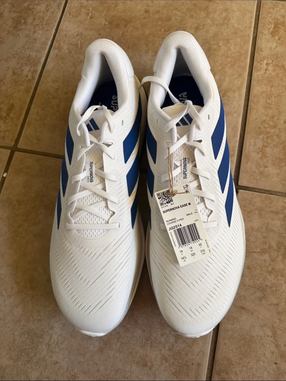 Adidas Men’s Supernova Ease Running Shoes - White/Blue Size 14.5